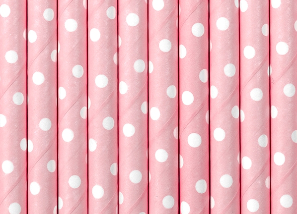 Słomki rurki papierowe różowe na roczek urodziny baby shower 